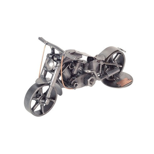 Metal Motorcycle Figurine, Scrap Steel Chopper, Nuts and Bolts